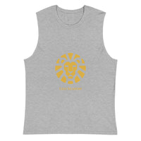 Lion Muscle Shirt in Athletic Heather — Leo Season gold lion men's zodiac tank