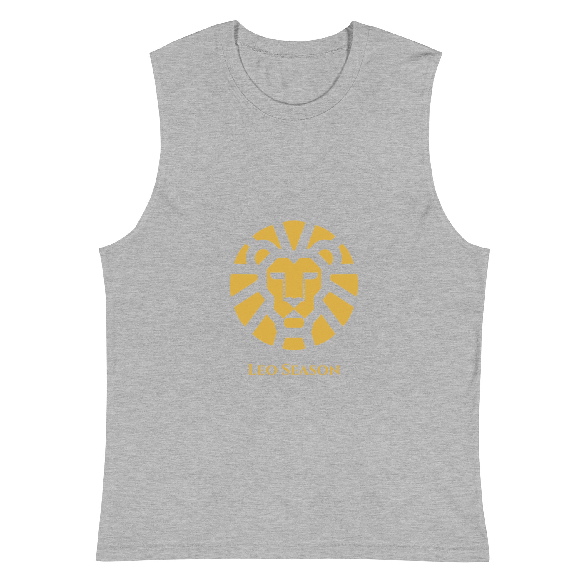 Lion Muscle Shirt in Athletic Heather — Leo Season gold lion men's zodiac tank