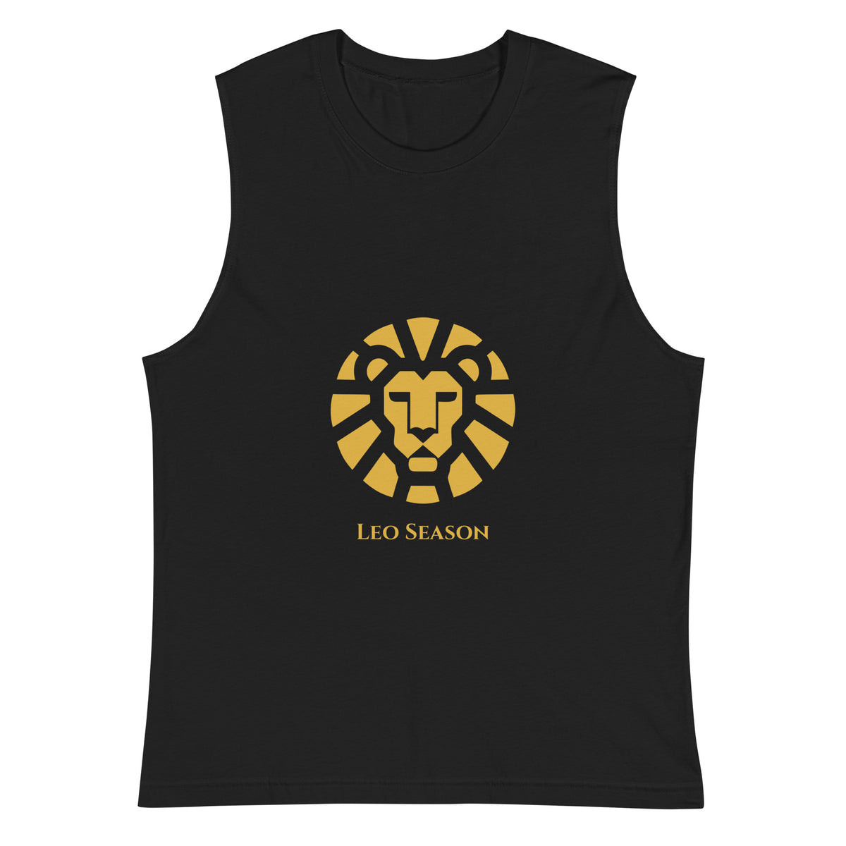 Lion Muscle Shirt in Black — Leo Season gold lion men's zodiac tank