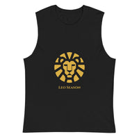 Lion Muscle Shirt in Black — Leo Season gold lion men's zodiac tank