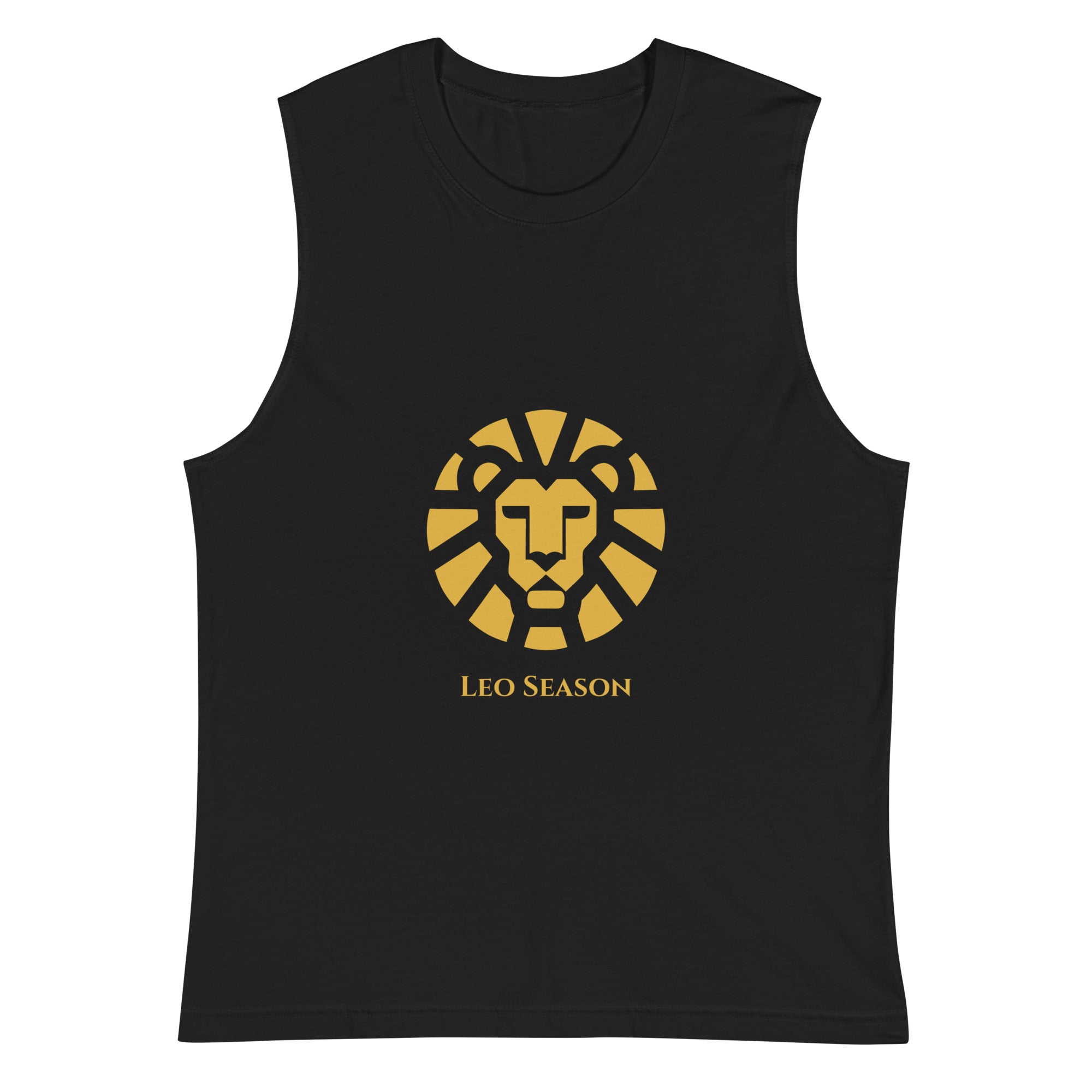 Lion Muscle Shirt in Black — Leo Season gold lion men's zodiac tank