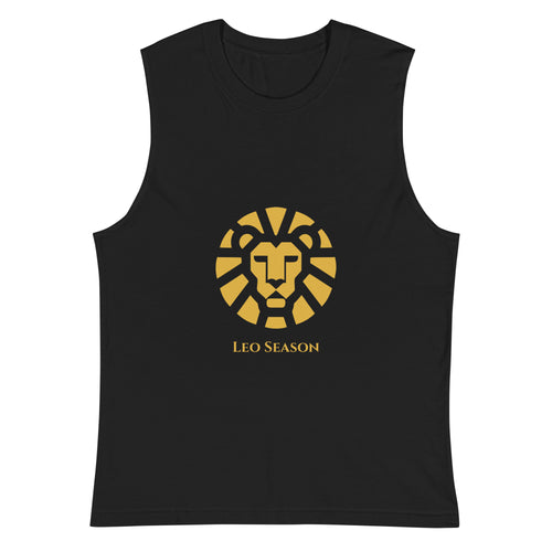Lion Muscle Shirt in Black — Leo Season gold lion men's zodiac tank