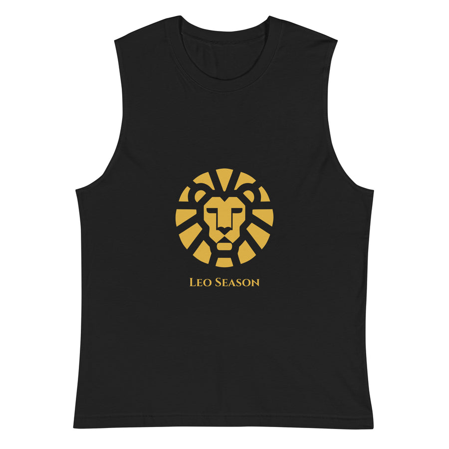Lion Muscle Shirt in Black — Leo Season gold lion men's zodiac tank