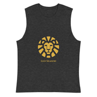 Lion Muscle Shirt in Dark Grey Heather — Leo Season gold lion men's zodiac tank