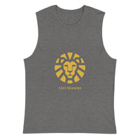 Lion Muscle Shirt in Deep Heather — Leo Season gold lion men's zodiac tank