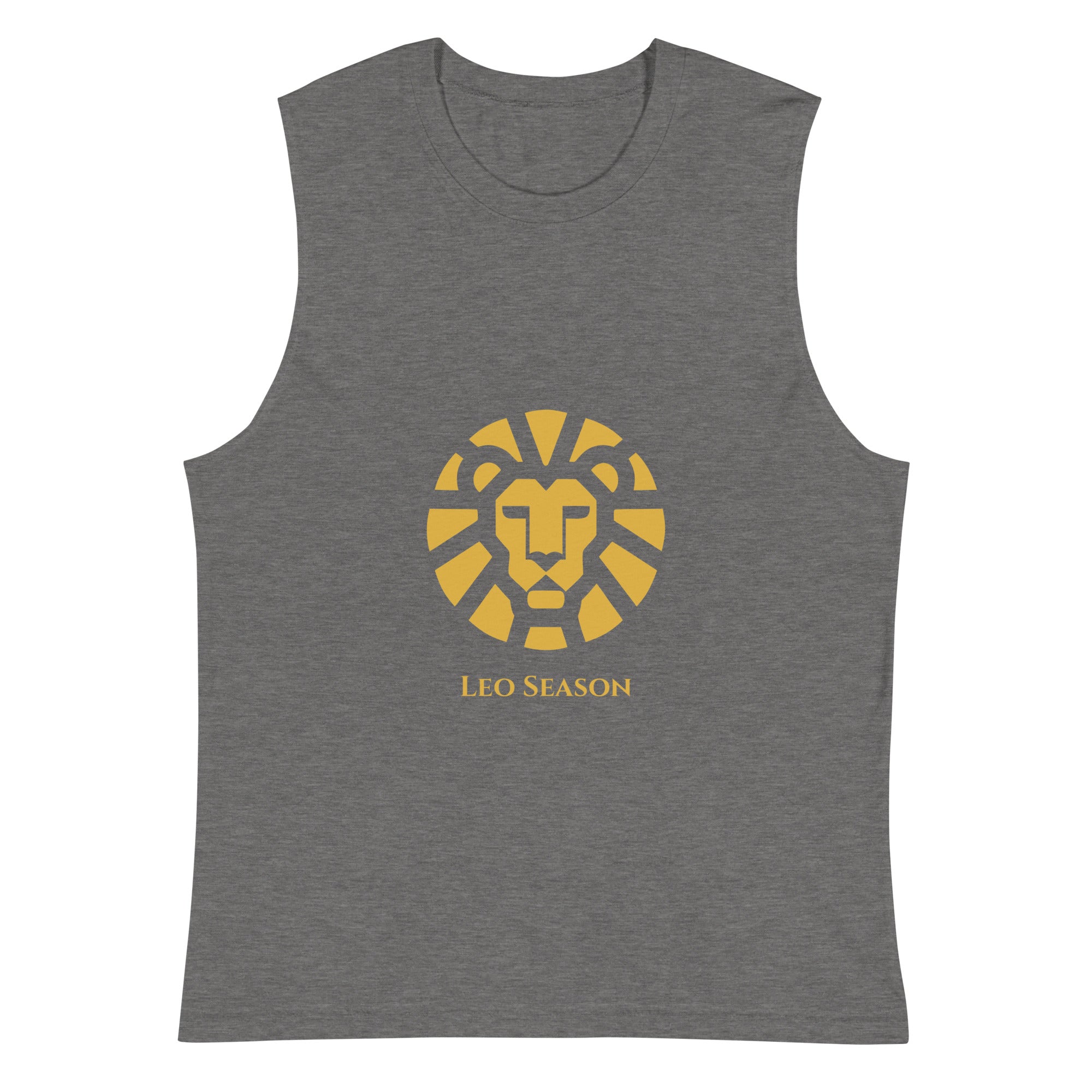 Lion Muscle Shirt in Deep Heather — Leo Season gold lion men's zodiac tank
