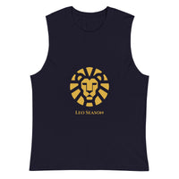 Lion Muscle Shirt in Navy — Leo Season gold lion men's zodiac tank