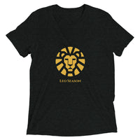 Lion Tri-Blend Tee in Charcoal Black — Leo Season gold lion men's zodiac t-shirt