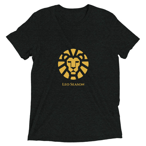 Lion Tri-Blend Tee in Charcoal Black — Leo Season gold lion men's zodiac t-shirt