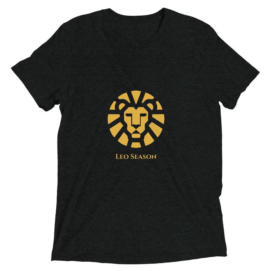 Lion Tri-Blend Tee in Charcoal Black — Leo Season gold lion men's zodiac t-shirt