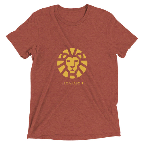 Lion Tri-Blend Tee in Clay — Leo Season gold lion men's zodiac t-shirt
