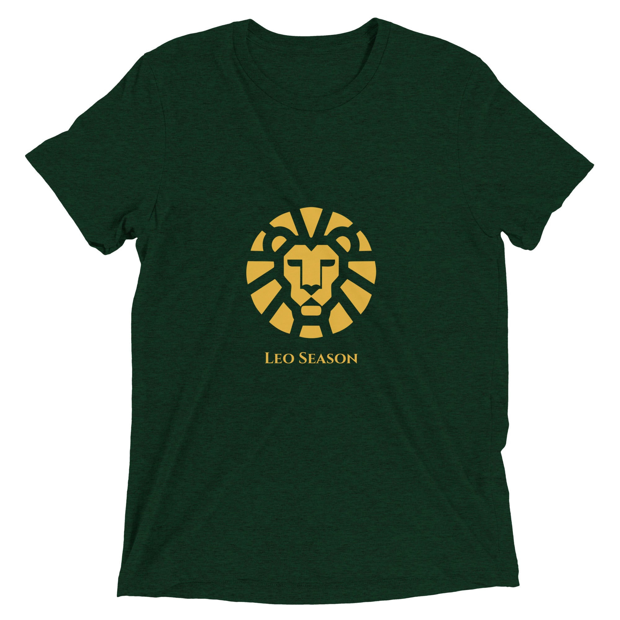 Lion Tri-Blend Tee in Emerald — Leo Season gold lion men's zodiac t-shirt