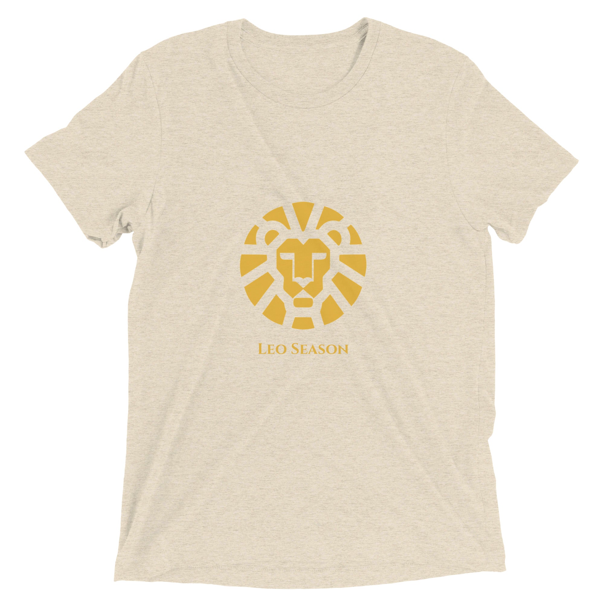 Lion Tri-Blend Tee in Oatmeal — Leo Season gold lion men's zodiac t-shirt