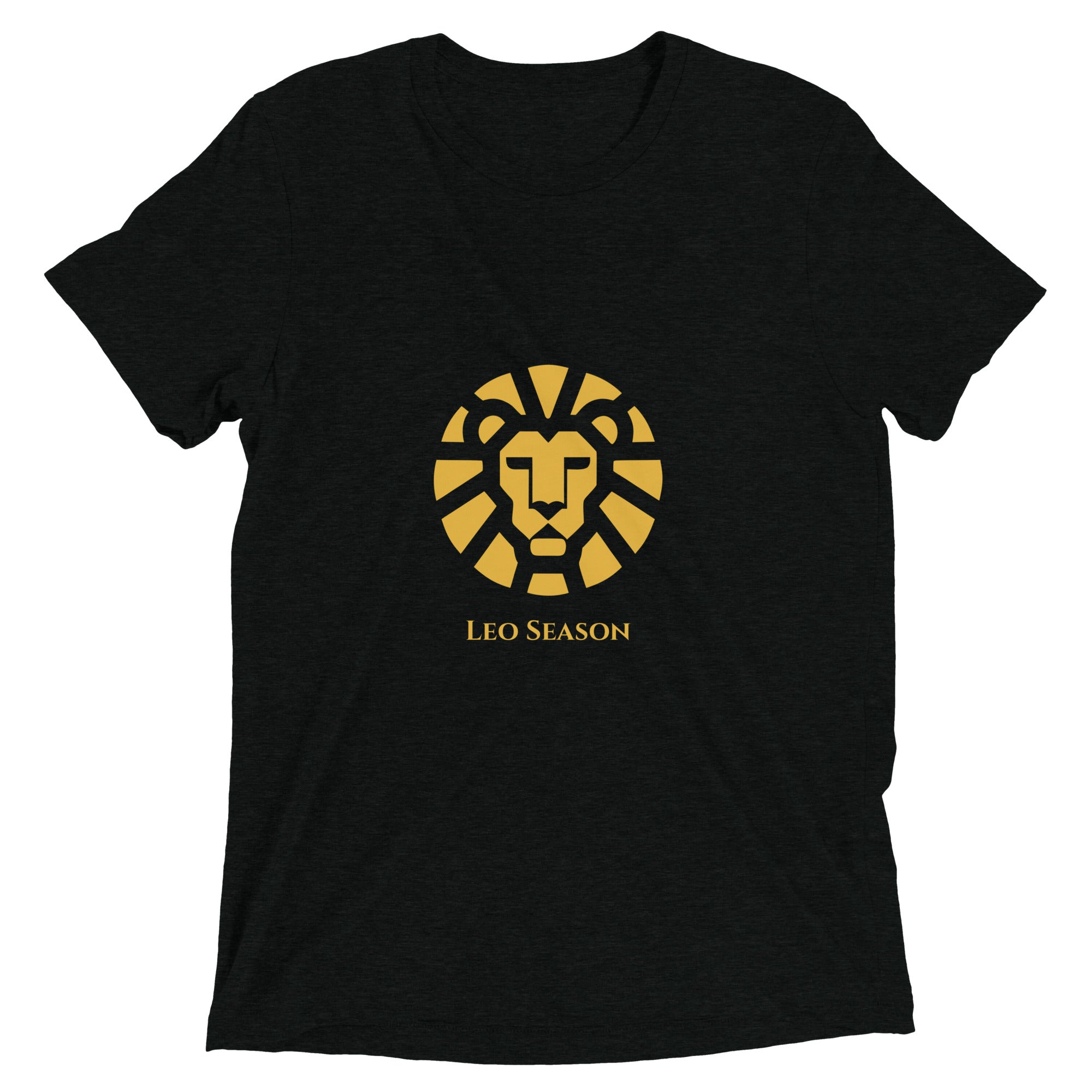 Lion Tri-Blend Tee in Solid Black — Leo Season gold lion men's zodiac t-shirt