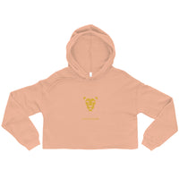 Lioness Crop Hoodie in Peach — Leo Season gold lion women's zodiac cropped hoodie