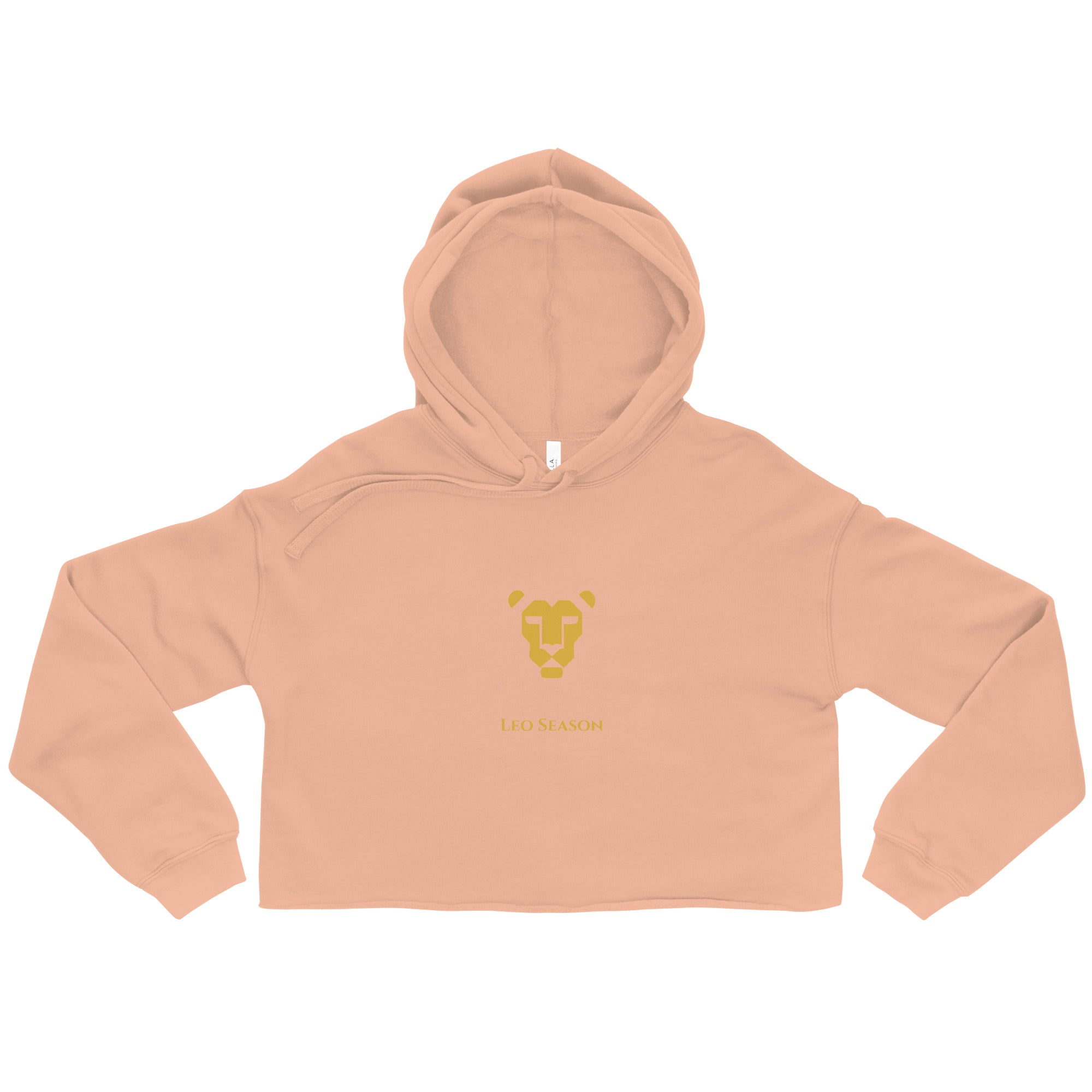 Lioness Crop Hoodie in Peach — Leo Season gold lion women's zodiac cropped hoodie