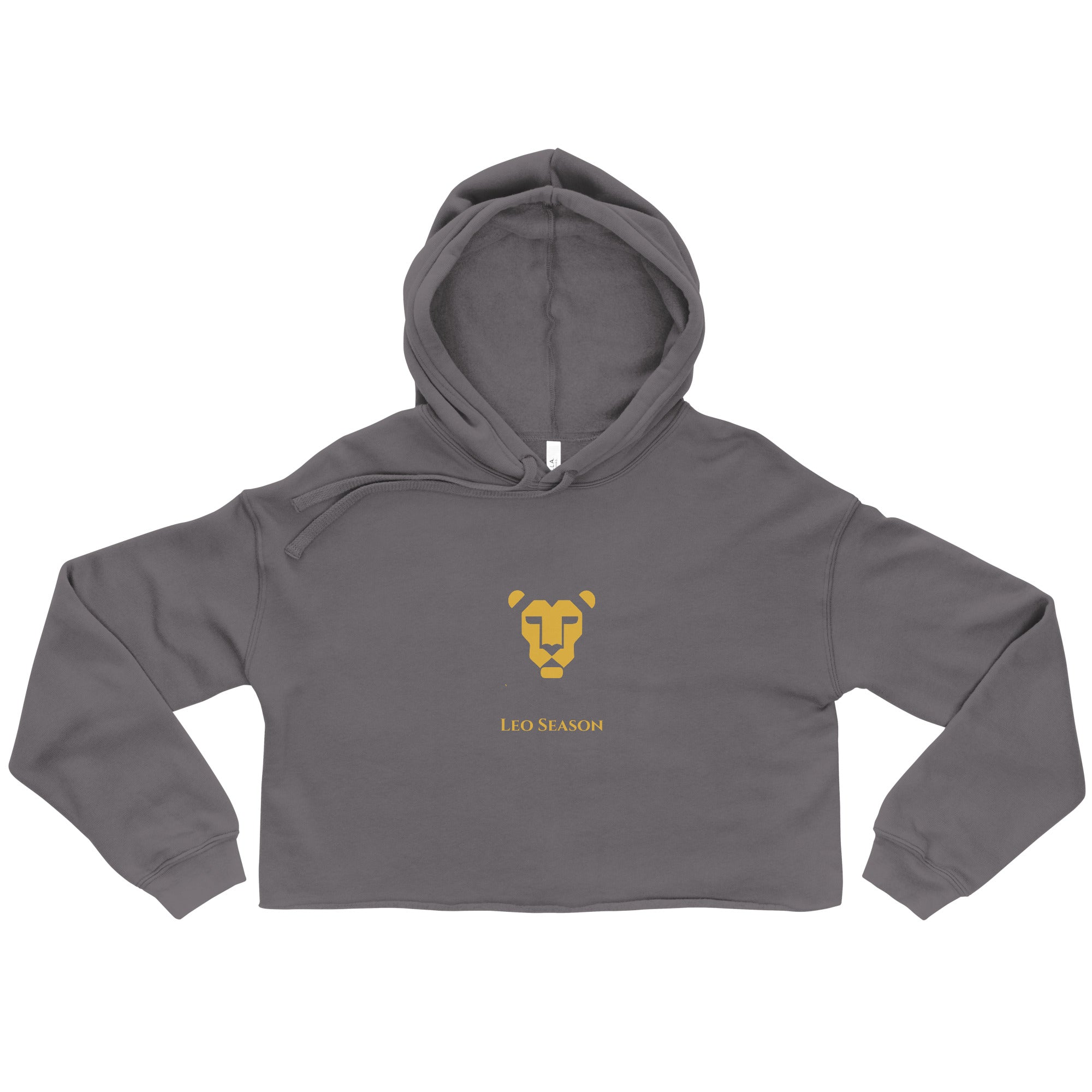 Lioness Crop Hoodie in Storm — Leo Season gold lion women's zodiac cropped hoodie