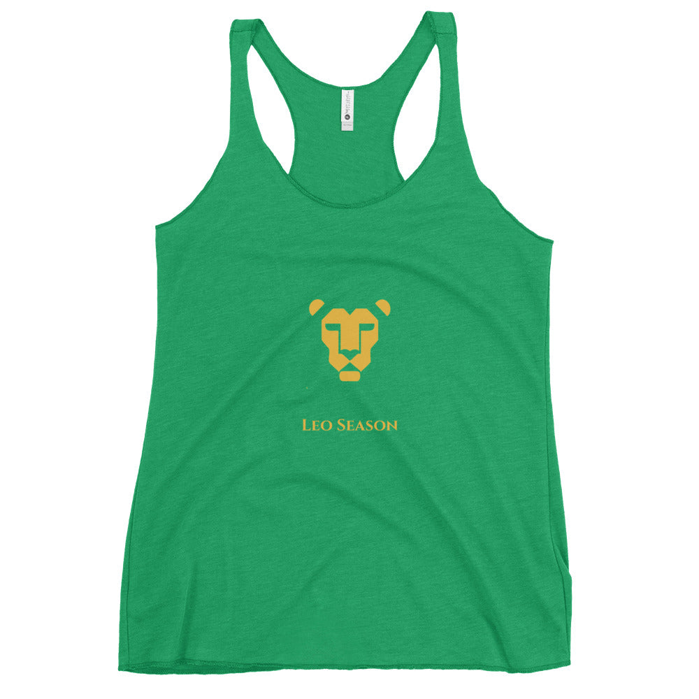Lioness Racerback Tank in Envy Green — Leo Season gold lion women's zodiac top