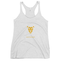 Lioness Racerback Tank in Heather White — Leo Season gold lion women's zodiac top