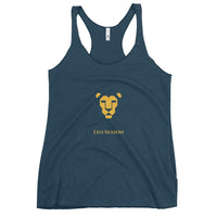Lioness Racerback Tank in Indigo — Leo Season gold lion women's zodiac top