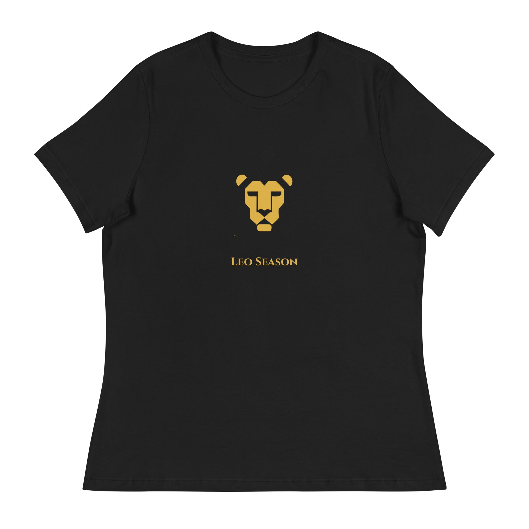 Lioness Relaxed Tee in Black — Leo Season gold lion women's zodiac t-shirt
