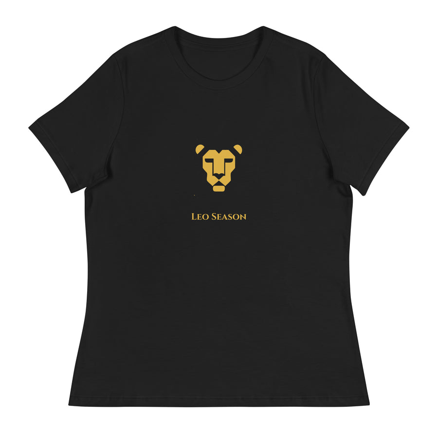 Lioness Relaxed Tee in Black — Leo Season gold lion women's zodiac t-shirt