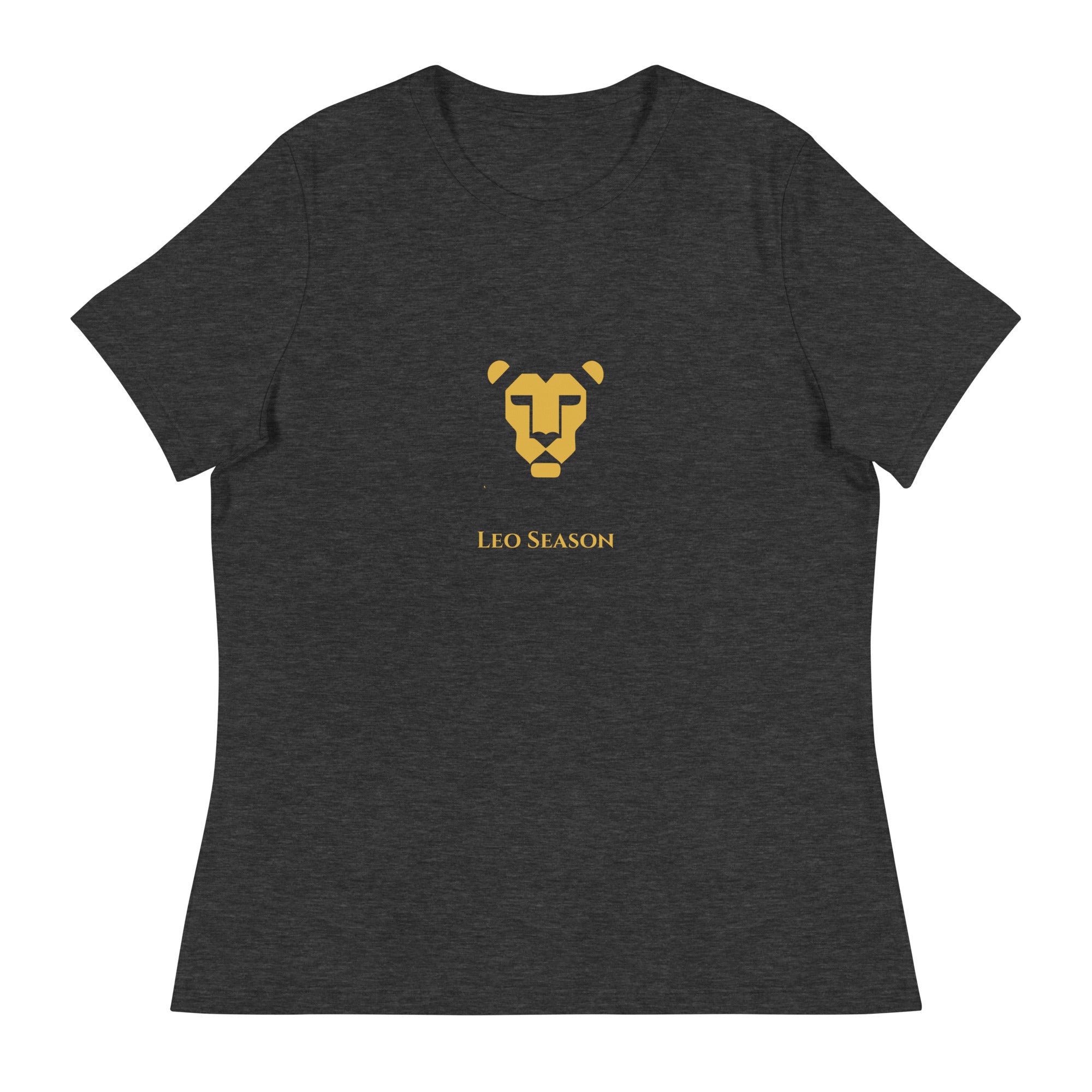 Lioness Relaxed Tee in Dark Grey Heather — Leo Season gold lion women's zodiac t-shirt