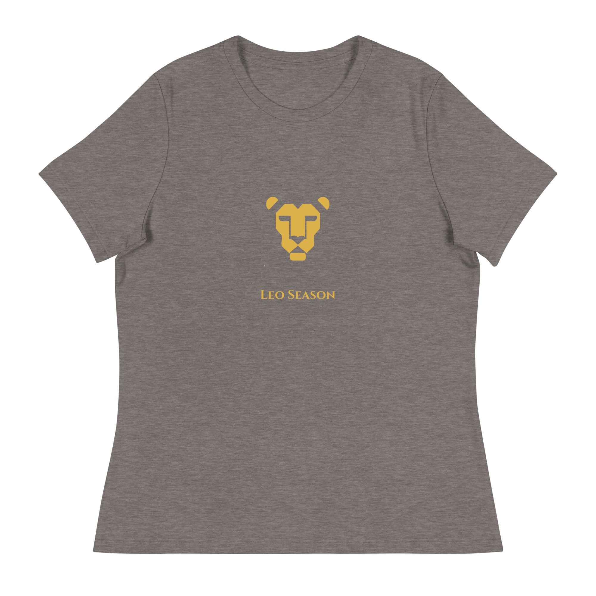 Lioness Fire Tee in Deep Heather — Leo Season gold lion women's zodiac t-shirt