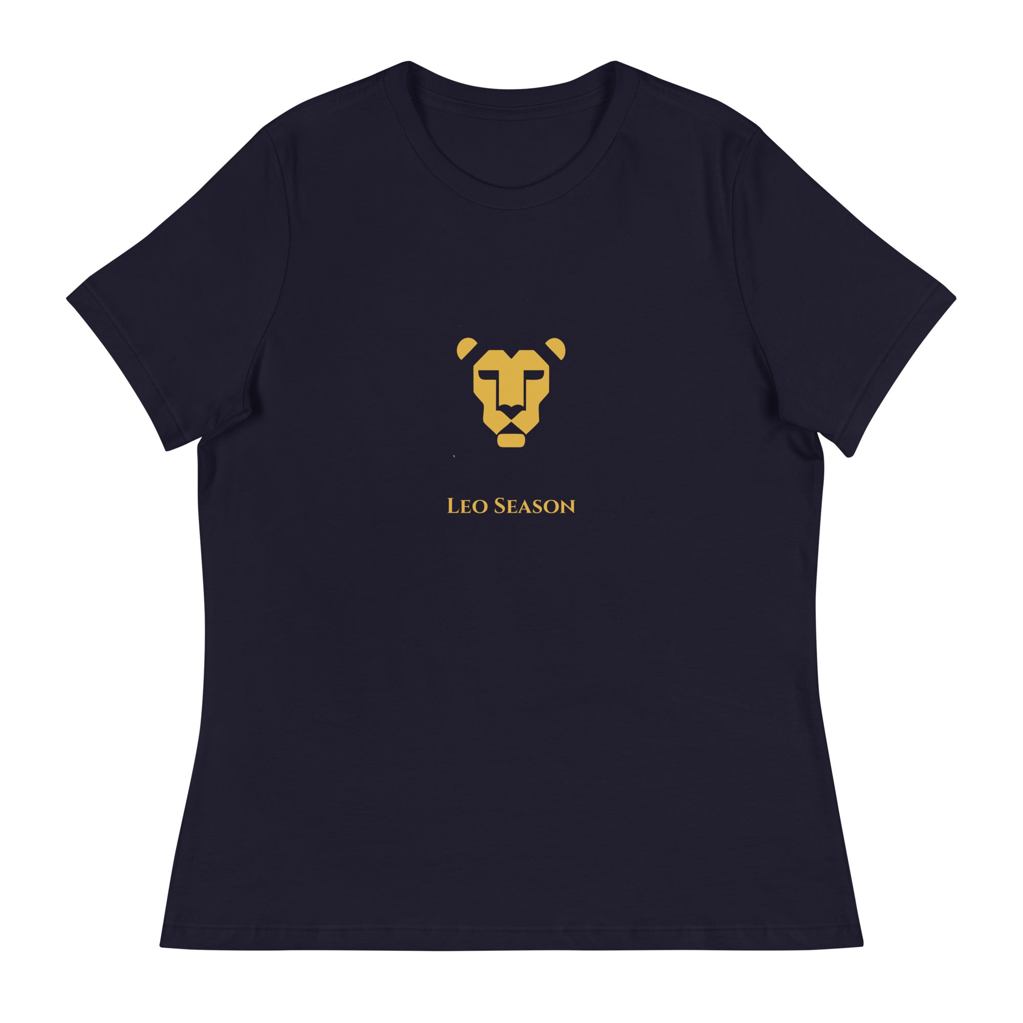 Lioness Relaxed Tee in Navy — Leo Season gold lion women's zodiac t-shirt